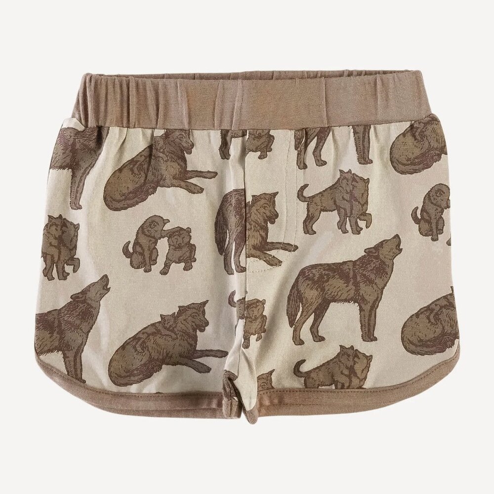 Kate Quinn Retro Track Short in Forest Wolf Family, 6-12 Months